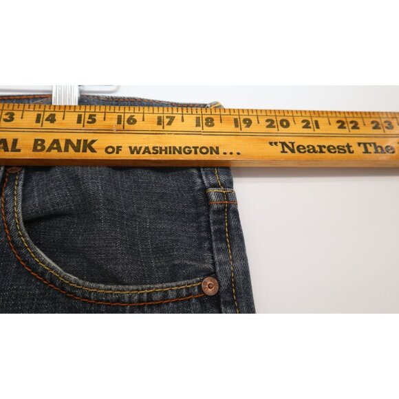 Evisu Japan Indigo Wide Leg Denim Button Fly Jeans 36x30 100% Cotton Classic Fit - Picture 3 of 16